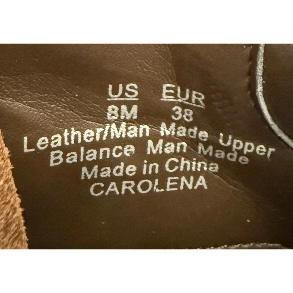 Sam Edelman Caroleena Lace Up Eyelets Block Heel Booties 8M Brown Suede Leather